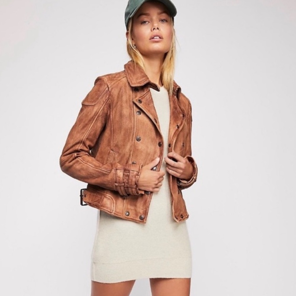 NEW Free People Avis Lamb Leather Moto Jacket Z52-4 - Picture 1 of 7